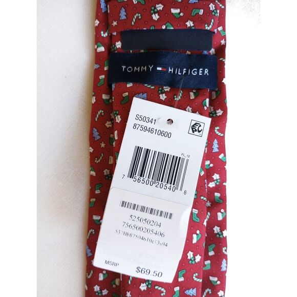 *50off3* NWT 100% Silk Holiday Red Classic Neck Tie Holiday Icons - Picture 4 of 4
